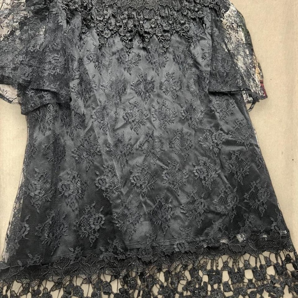 Vintage 60s 70s Black Floral Lace Skirt Set - Modern XL/2XL - Picture 8 of 8